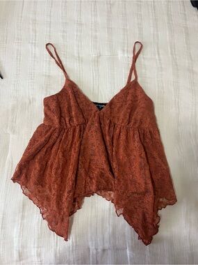 Rust Lace Handkerchief Hem Cami Top - Unknown Brand